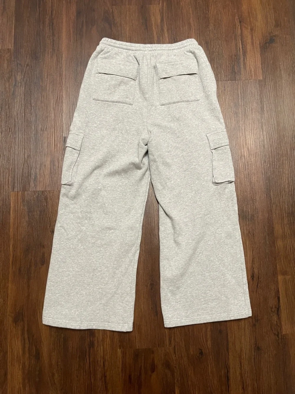 PINK Grey Wide Leg Cargo Sweatpants with Drawstring Waist - Picture 5 of 6